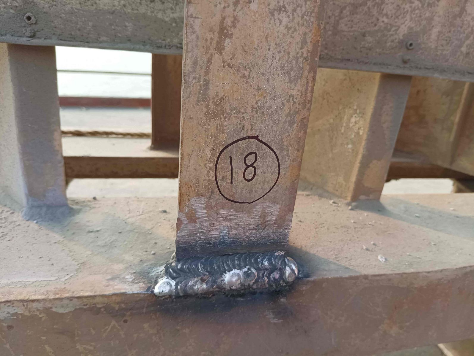 re-welding damaged components - accommodation ladder repair service in Vietnam.