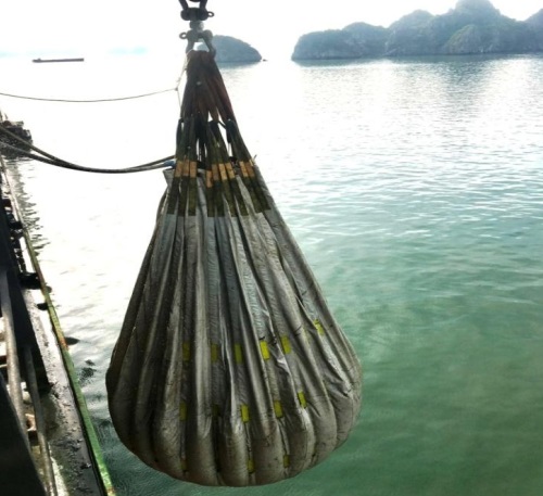 water bag - load test deck crane.